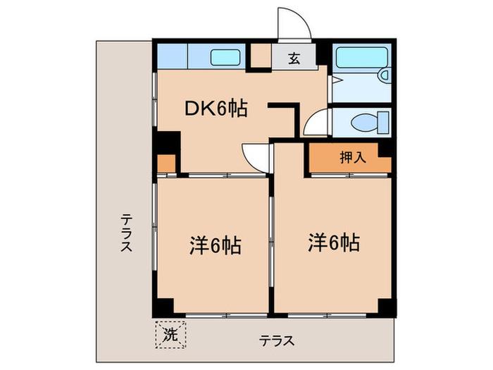 等々力グレイスマンション(2DK/1階)の間取り写真