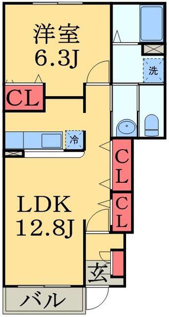 エクセレントパークⅡ(1LDK/1階)の間取り写真