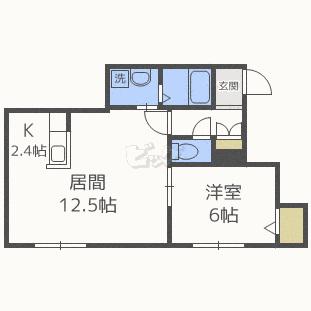 ルピナスウエスト(1LDK/2階)の間取り写真