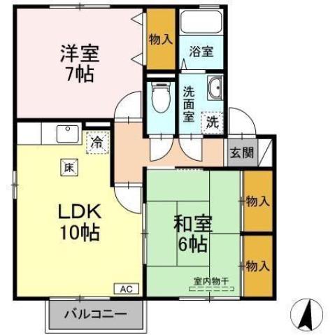 シェソワ(2LDK/2階)の間取り写真