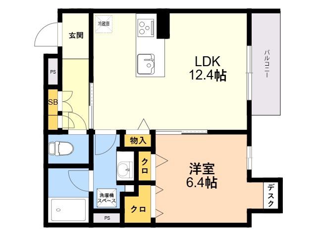 シャーメゾンエクラージュ大濠(1LDK/1階)の間取り写真