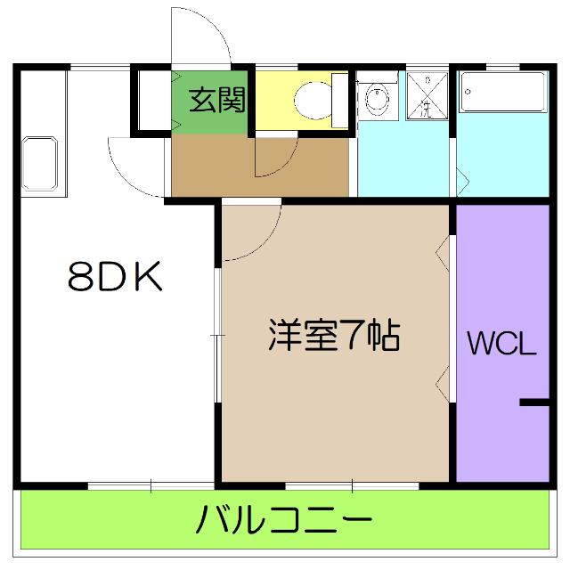 コンフォート弥右衛門(1DK/2階)の間取り写真