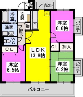 エクセレントパレス城南(3LDK/2階)の間取り写真