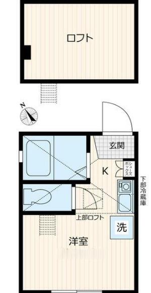 ヒルズ片吹(ワンルーム/1階)の間取り写真