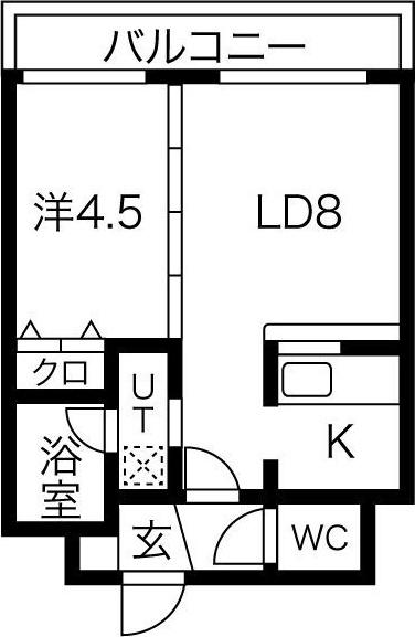 マリオン桑園(1LDK/4階)の間取り写真