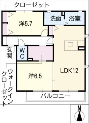 モンブラン(2LDK/1階)の間取り写真