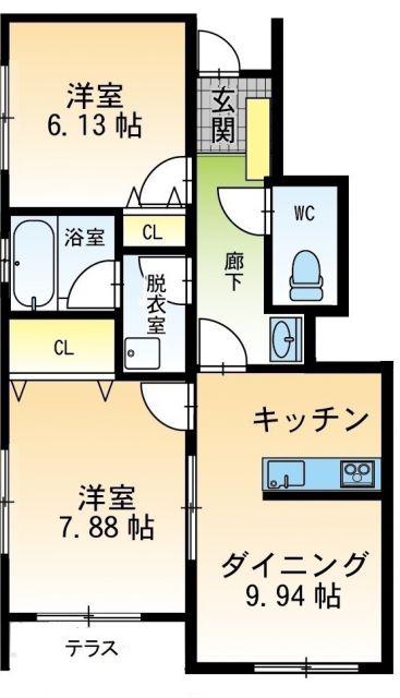 すまいる34(2DK/1階)の間取り写真