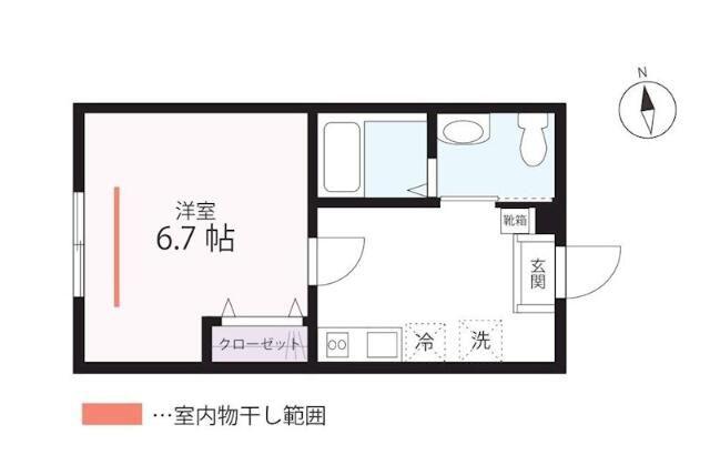 QUIET CRAB HOUSE MIX 保土ヶ谷A号棟(1K/1階)の間取り写真