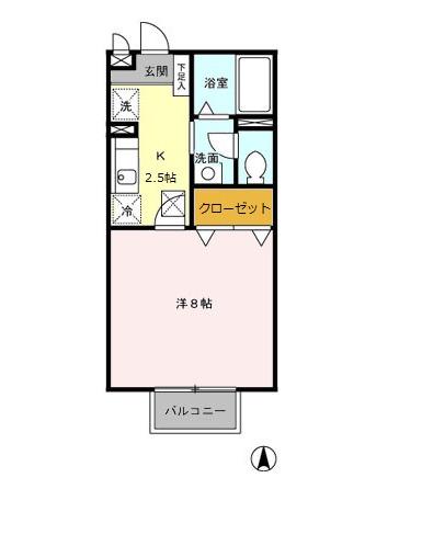 アゼリアコート(1K/1階)の間取り写真