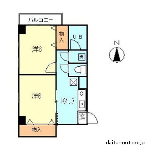 クリスタルコート(2K/2階)の間取り写真