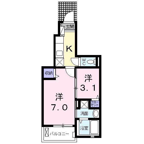 アンファンス ル・レーヴ(1SK/1階)の間取り写真