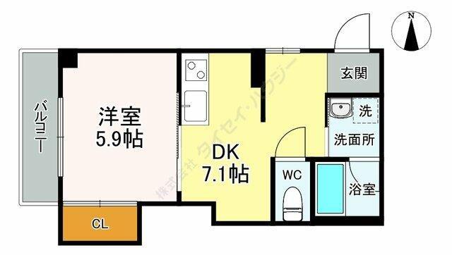 シャローム堀内(1DK/3階)の間取り写真