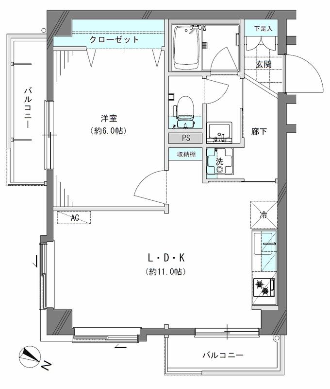 エストレーヴ板橋大山パークフロント(1LDK/4階)の間取り写真