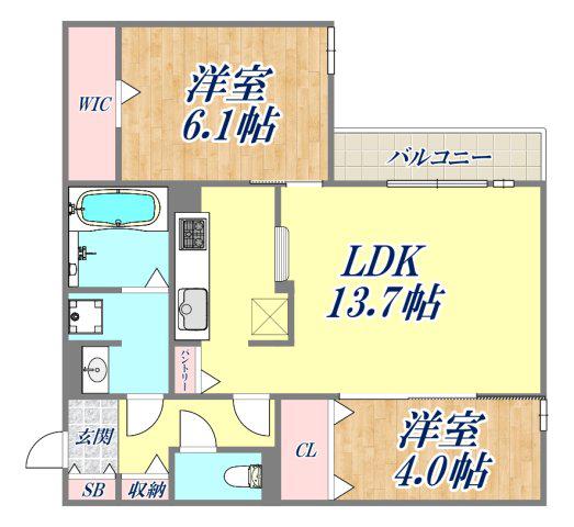 LA MAISON青木町1(2LDK/3階)の間取り写真