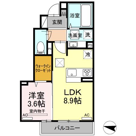 グランフォレMI(1LDK/1階)の間取り写真