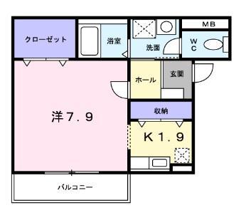 メゾングローブ(1K/2階)の間取り写真
