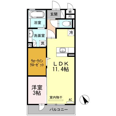 D-ROOMK(1LDK/3階)の間取り写真