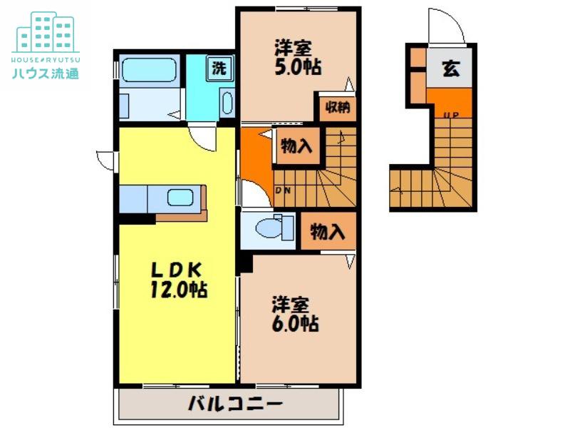 グランイースト B棟(2LDK/2階)の間取り写真