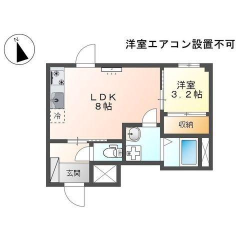 ANGE EAU(1LDK/1階)の間取り写真
