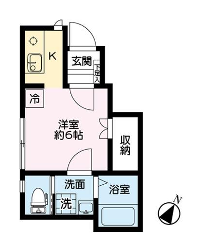 京成本線 新三河島駅 徒歩4分 2階建 築11年(1K/1階)の間取り写真
