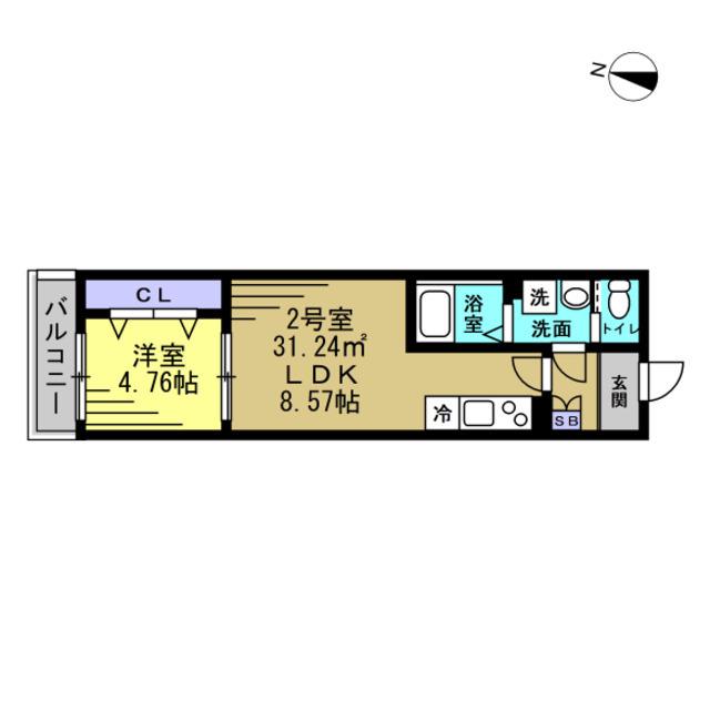 ティーケーピー北小金1(1LDK/1階)の間取り写真