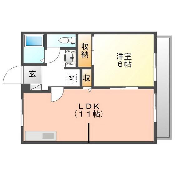ラ・オプス(1LDK/1階)の間取り写真