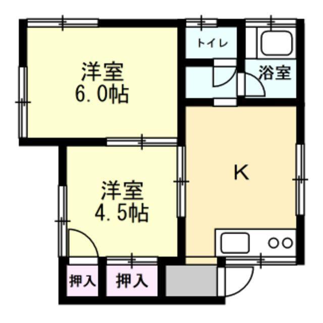 フジイケ荘(2K/1階)の間取り写真