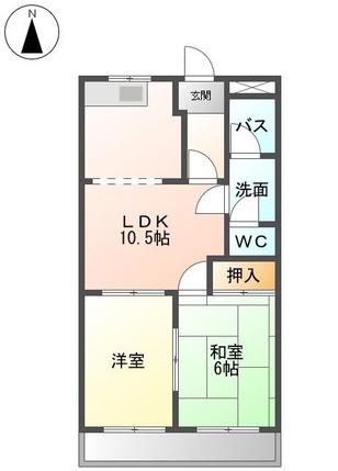 プランタン坪内 B棟(2LDK/2階)の間取り写真