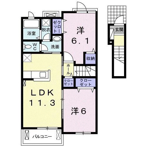 ラパヌイ(2LDK/2階)の間取り写真