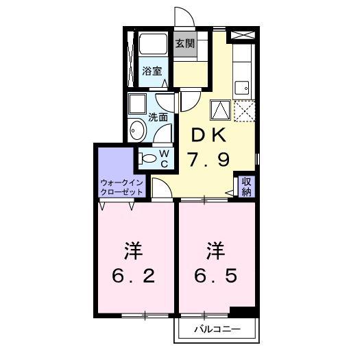 アネックス1(2DK/1階)の間取り写真