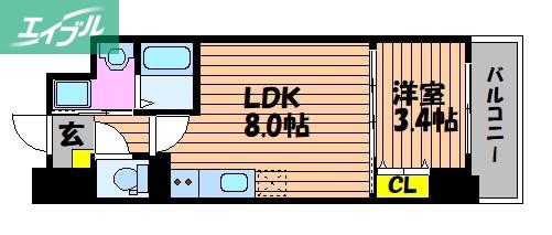 サーパスフォーシア大供(1LDK/4階)の間取り写真