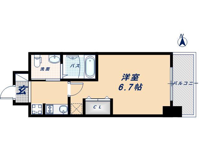 エステムコート阿波座プレミアム(1K/12階)の間取り写真
