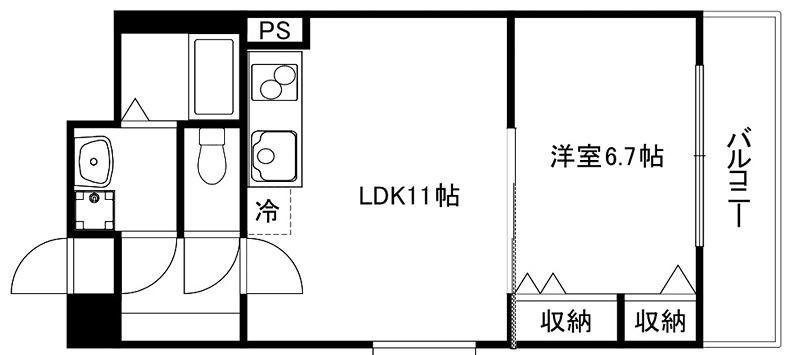 パレフルーヴ五条(1LDK/5階)の間取り写真