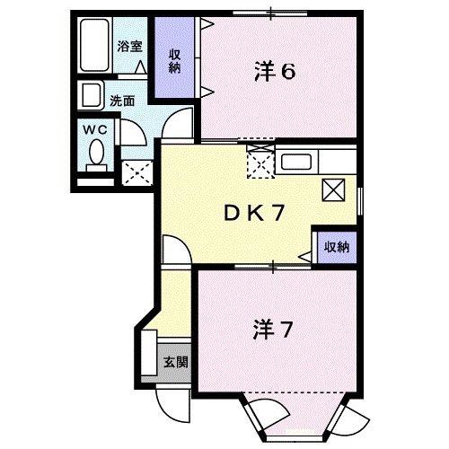 サンセール I(2DK/1階)の間取り写真