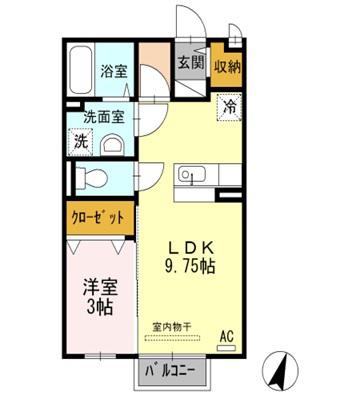 セジュール瀬戸下A棟(1LDK/1階)の間取り写真