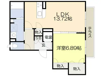 シャーメゾン幸(1LDK/2階)の間取り写真