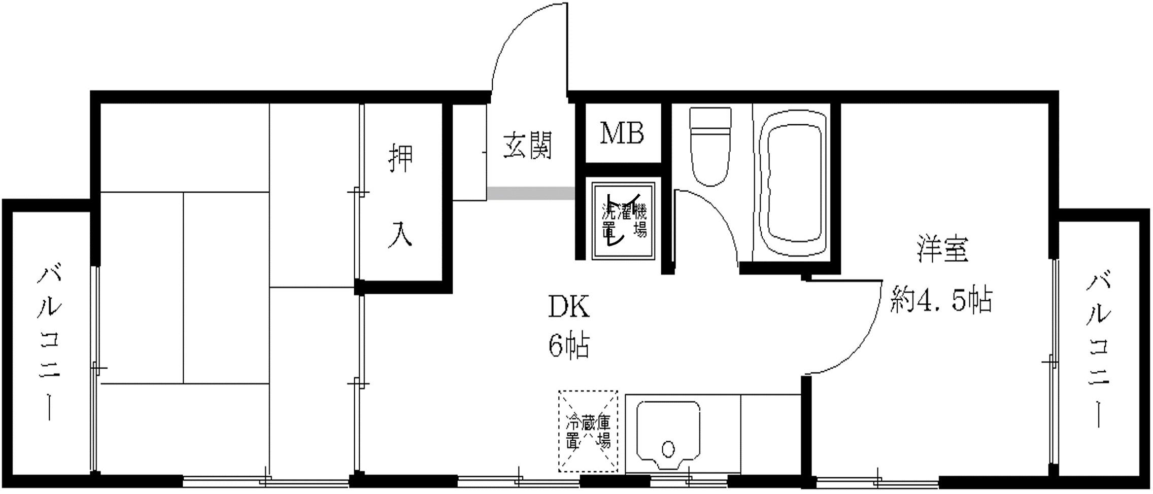 クレッセント本郷(2DK/2階)の間取り写真