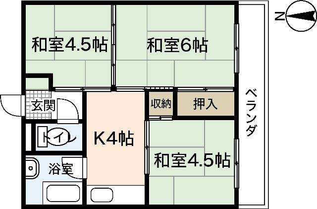 海老園春秋マンション(3K/2階)の間取り写真