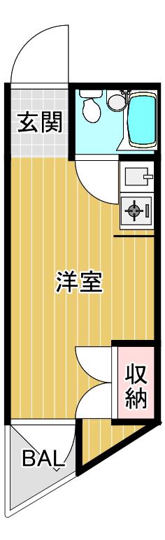 レインボー仙台(ワンルーム/2階)の間取り写真