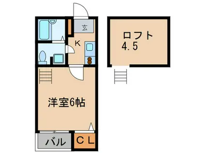 ピュア県庁北5番館(1K/2階)の間取り写真