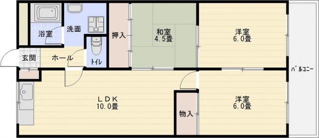 エコーハイツ2(3LDK/2階)の間取り写真