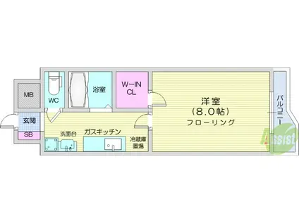 PINE上杉(1K/11階)の間取り写真