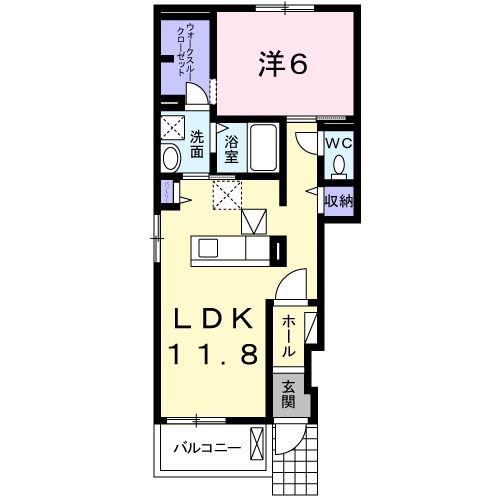 フランフランサクラB棟(1LDK/1階)の間取り写真