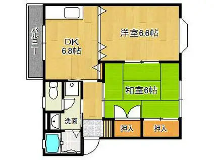 サンパティークI(2DK/2階)の間取り写真