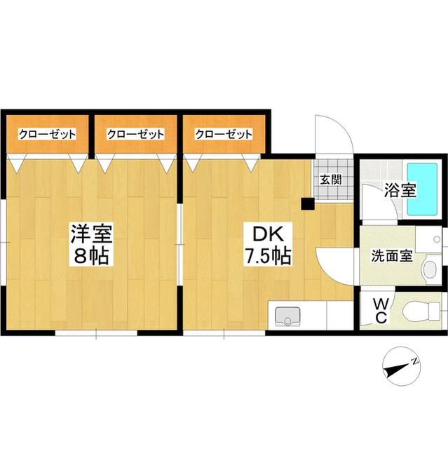 真鍋松安アパート(1DK/1階)の間取り写真