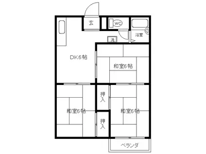 グリーンハイツ西尾(3DK/1階)の間取り写真