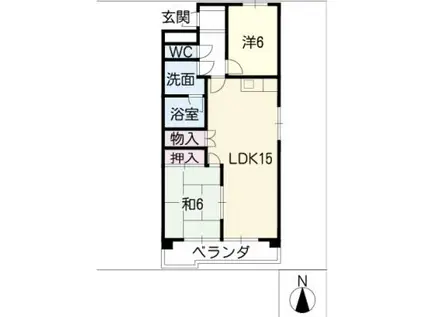 キャッスル東栄B棟(2LDK/3階)の間取り写真