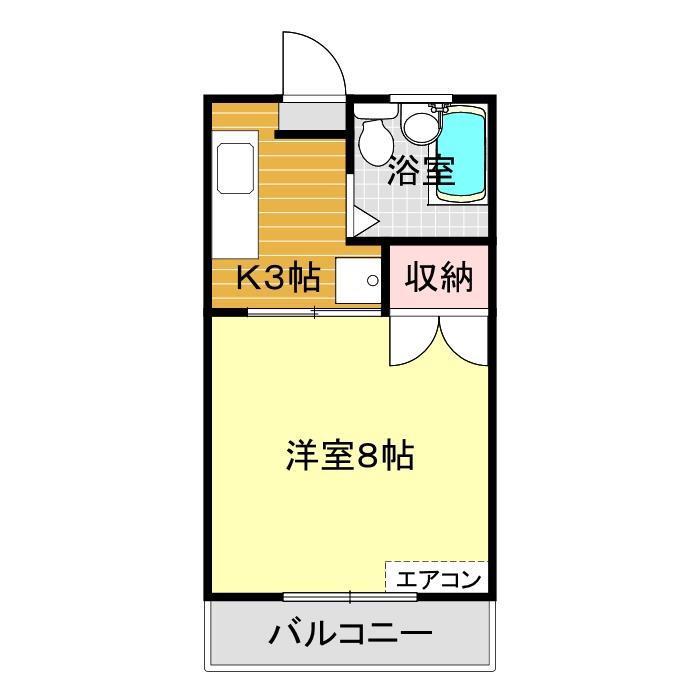 ハイツ西の後(1K/3階)の間取り写真