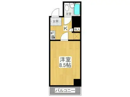 ランドパレス宇都宮平成通(1K/4階)の間取り写真