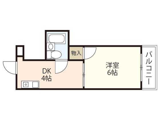 第5野地ビル(1DK/4階)の間取り写真